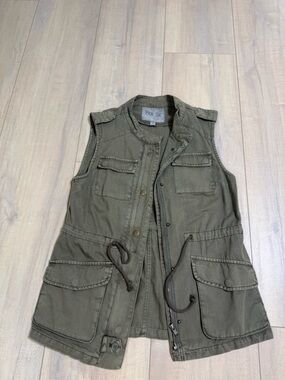 Per Se Khaki Green Utility Vest